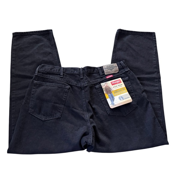 Wrangler Five Star Relaxed Fit Denim Jeans Black Men Size 38X29 NWT - Picture 1 of 5
